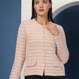 Thirty Threads Women Striped Woollen Cardigan-picture-19