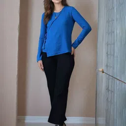 DressBerry Women Ribbed Crepe Wrap Top-picture-24