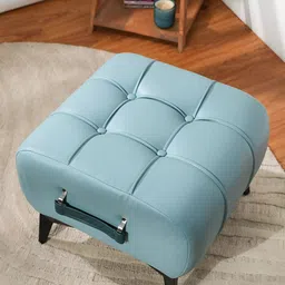THREADVIBE LIVING Sky-Blue Self-Designed Tufted Ottoman With Handle-picture-15
