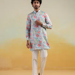 QB MEN Men Quirky Printed Sequinned Floral Kurta-picture-40