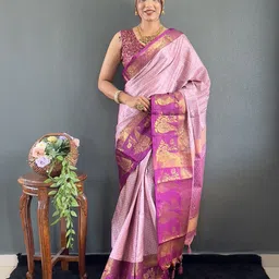 LeeliPeeri Designer Geometric Woven Design Zari Saree-image-72