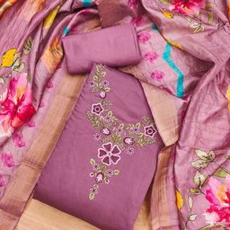 DIVASTRI Floral Embroidered Thread Work Unstitched Dress Material-image-57