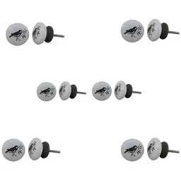 Indianshelf 6Pcs Black & White Textured Ceramic Knobs-image-75