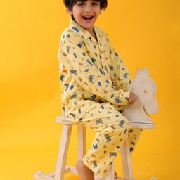 Jam & Sugar Boys Printed Pure Cotton Shirt & Trousers Night Suit-image-82