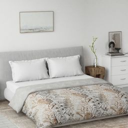 Ddecor Brown Leaves Printed 80 GSM Summer Reversible Cotton Double Dohar-image-69