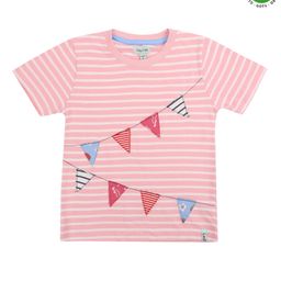 Lilly + Sid Half Sleeves Striped T-Shirt with Triangle Patch - Pink-picture-14