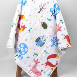 Moms Home Organic Cotton Baby Muslin AC Quilt Blanket Owl Jungle - Multicolour-image-89