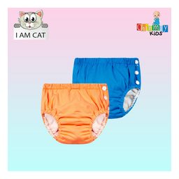 Chinmay Kids Reusable Swimwear Diaper Pants Set Of 2 - Blue & Orange-16