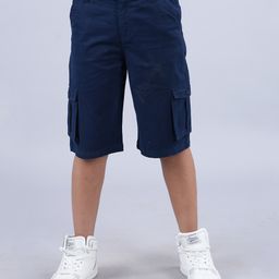 Kiddopanti Cotton Lycra Solid Shorts - Navy Blue-image-59