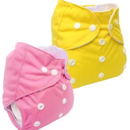 Sparkle Joy Free Size Reusable Cloth Diaper Without Insert Pack Of 2 - Pink & Yellow-20