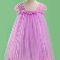 Enfance Sleeveless Floral Applique Flared Dress - Lavender-picture-19