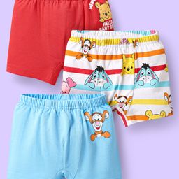 Babyhug Disney Cotton Lycra Knit Trunks With Mickey & Friends Print Pack Of 3 - Red White & Light Blue-image-94