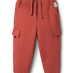 Babyhug Cotton Looper Knit Solid Lounge Pant With Cargo Pockets - Rust Orange-picture-13