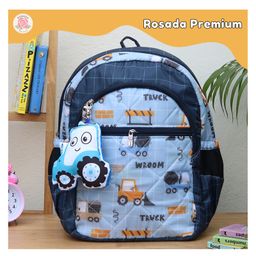 Rosada Blue Truck Light Weight Durable School Bag with Comfortable Cushion Padding | Waterproof Trendy and Spacious Kids Backpack | Unisex Stylish Bag for Kids Boys and GirlsSmall (11 Inches)-picture-19