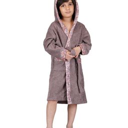 Rangoli Bamboo Full Sleeves Floral Printed Ultra Soft Bath Robe With Attached Adjustable Belt - Ash-image-80