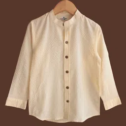 Peekaaboo Kids Pure Cotton Full Sleeves Kantha Embroidered Shirt - Yellow-picture-19