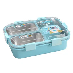 Attro Stainless SteelLunch Box with 3 Compartment & Inner Container - Light Blue-picture-23