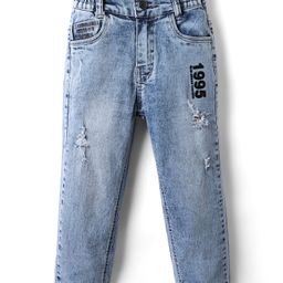 Olio Kids Denim Woven Full Length Solid Colour Jeans - Light Blue-picture-9