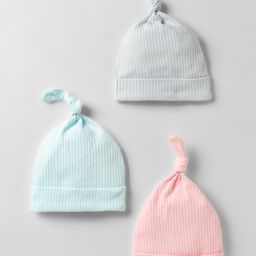 I Bears Interlock Knit Solid Coloured Baby Caps Pack Of 3 Multi Colour - Diameter 17 cm-image-35