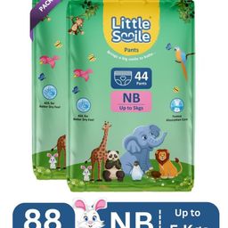 Little Smile Better Dry Feel Baby Diaper Pants | Pack of 2 - New Born (88 Pieces)-image-38