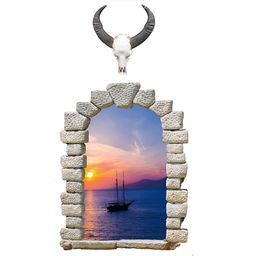 INDIAN ROYALS Blue & Orange3D Landscape Printed Self-Adhesive & Durable Wall Sticker-image-75