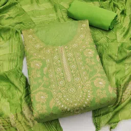 LeeliPeeri Designer Embellished Chanderi Silk Unstitched Dress Material-image-25