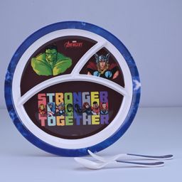 Servewell 3 Partition Plate with Spoon and Fork Spider Man Theme- Blue image 2