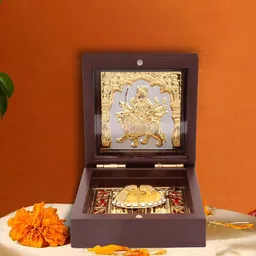 INTERNATIONAL GIFT Gold-Toned Goddess Durga Mata Frame Religious Idol Showpiece-picture-14