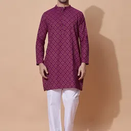 MOSHI Men Thread Work Jacquard Handloom Kurta-picture-3