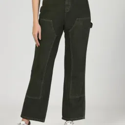Style Quotient Women Olive Relaxed Fit High Rise Carpenter Jeans-image-18