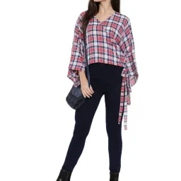 The Kaftan Company Red & Navy Cotton Plaid Pattern Kaftan image 4