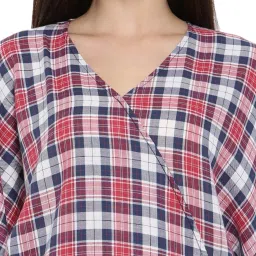 The Kaftan Company Red & Navy Cotton Plaid Pattern Kaftan image 5