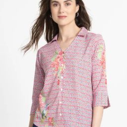 SHAYE Pink & White Floral Print Top-image-80