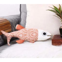 STITCHNEST Orange Velvet Fish Shaped Cushion-image-98