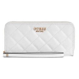 Guess White Textured Laurel Zip Around Wallet-1