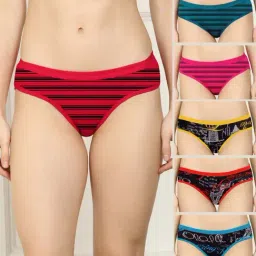 AROUSY Blue & Red Printed Bikini Panties - Pack Of 6-image-98