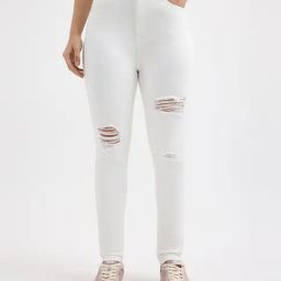 Pepe Jeans White Worn Skinny Fit High Rise Jeans-image-91