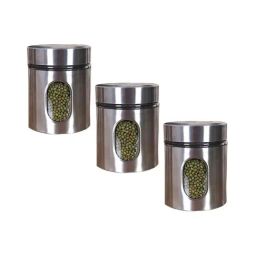 Femora Silver Steel Storage Jars (300 ml) - Set of 3-15