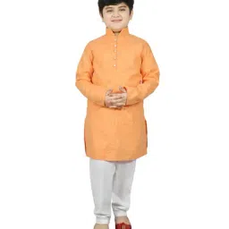 SG Yuvraj Kids Orange & White Textured Kurta with Pyjamas-picture-37