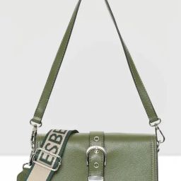 Esbeda Olive Green Solid Small Shoulder Handbag-image-10