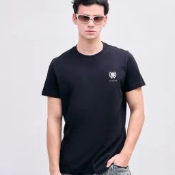 Iconic Black Regular fit Solid T-Shirt-image-40