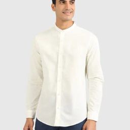 United Colors of Benetton Cream Cotton Slim Fit Shirt-picture-5