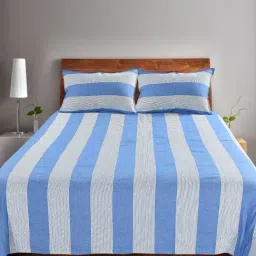 Saral Home Abstract Blue 155 TC Cotton King Sized Bed Sheet with 2 Pillow Covers-picture-31