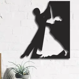 eCraftIndia Black MDF "Dancing Couple" Wall Art Cutout-image-10