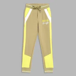 Blue Giraffe Kids Olive & Yellow Color Block Joggers-image-48