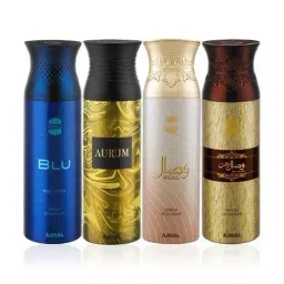 Ajmal Blu, Aurum, Wisal & Wisal Dhahab Deodorant Spray for Men - Pack of 4-94