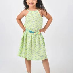 Tales & Stories Kids Mint Green Printed Dress-picture-10