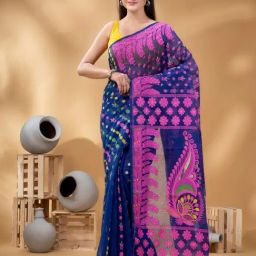 Desh Bidesh Blue Cotton Printed Saree-picture-18
