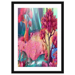 999Store Multicolor MDF Tree and Levaes Printed Paper Wall Painting - Set of 1 image 2