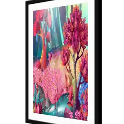 999Store Multicolor MDF Tree and Levaes Printed Paper Wall Painting - Set of 1 image 3